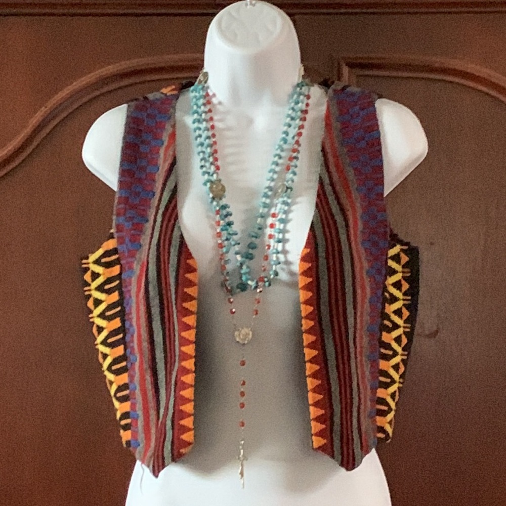 SOLD — Vintage REAL DEAL loomed wool Hippie Vest
